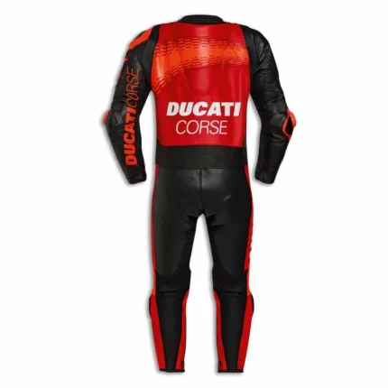 Ducati Corse C7 One-Piece Leather Motorcycle Racing Suit - Red / Black / White Track Leathers by Dainese