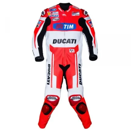 Ducati sport leather motorbike suit designed for track control impact safety and aerodynamic riding precision
