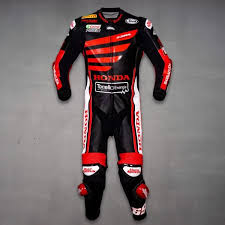 Honda rider leather suit offering advanced protection flexibility and comfort for every high speed journey