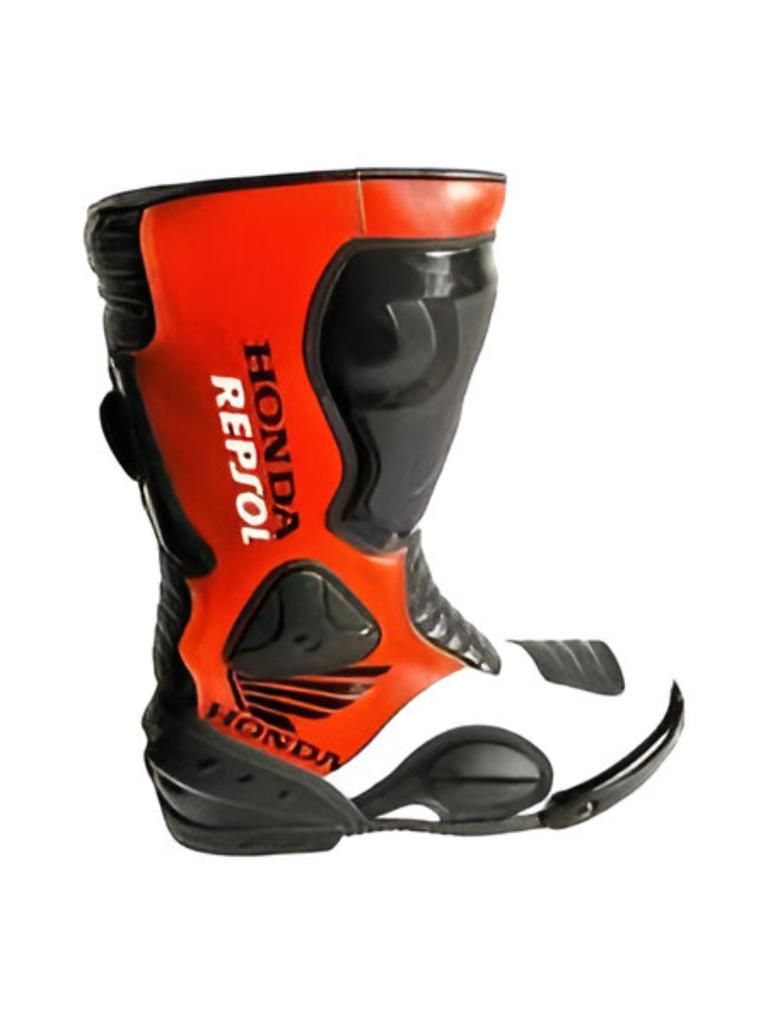 Honda Racing Boots, Motorcycle Riding Gear, Leather Motorbike Boots, Racing Footwear, Biker Safety Gear
