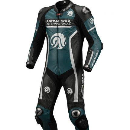 Men's Motorcycle Racing Leather Suit Professional Biker Gear with Knee Sliders and Full Body Protection