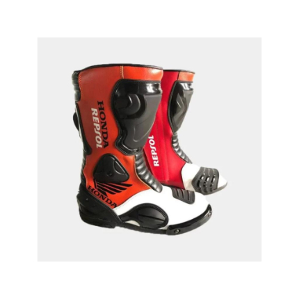 Premium Honda Racing Motorbike Leather Boots – Motorcycle Riding Protective Sports Touring Footwear