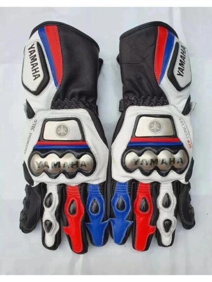 Premium Racing Motorbike Leather Gloves with Knuckle Armor