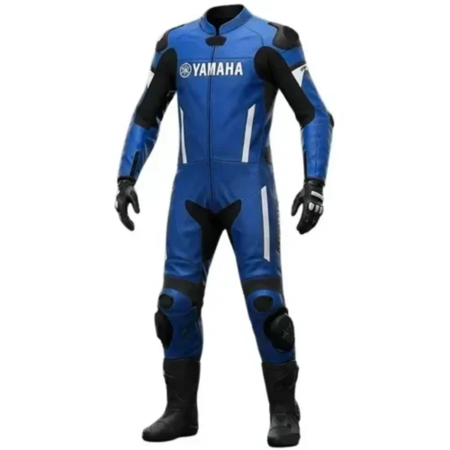 Yamaha Racing One-Piece Leather Motorcycle Racing Suit - Blue / White / Black Professional Performance Track Biker Suit