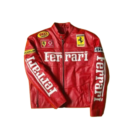 Ferrari Racing Leather Jacket Premium Motorsport Style Rider Outerwear with Bold Speed-Inspired Design
