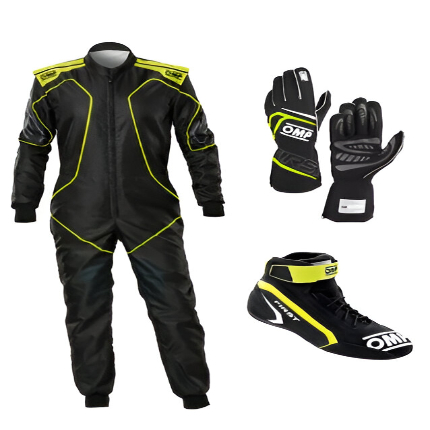 OMP Go Kart Racing Suit Complete Kit Digital Printed Suit, Gloves & Shoes With Customize Options