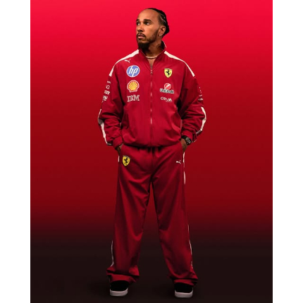 Ferrari Polyester Fleece Tracksuit – Full-Zip Jacket and Trousers with Team Logos