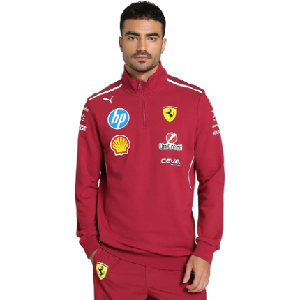 Ferrari Polyester Fleece Tracksuit – Full-Zip Jacket and Trousers with Team Logos