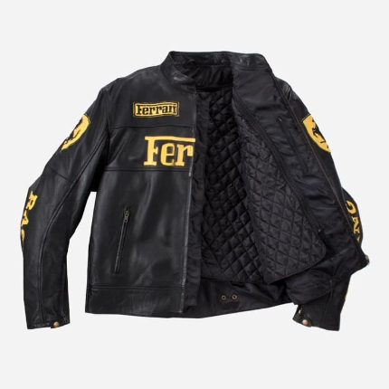 Ferrari-Style Racing Leather Jacket for Men – Premium Moto Design