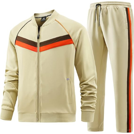 Men’s Retro Polyester Fleece Track Suit for Training & Style