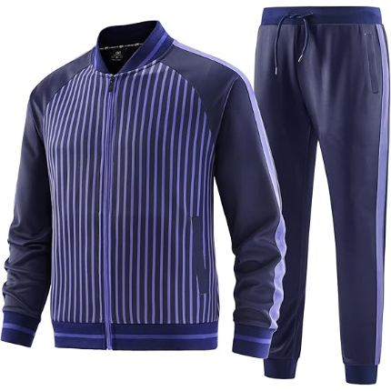 Men’s Retro Polyester Fleece Track Suit for Training & Style