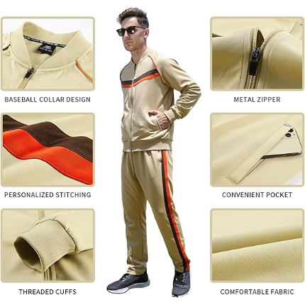 Men’s Retro Polyester Fleece Track Suit for Training & Style