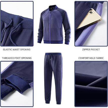 Men’s Retro Polyester Fleece Track Suit for Training & Style