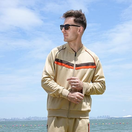 Men’s Retro Polyester Fleece Track Suit for Training & Style