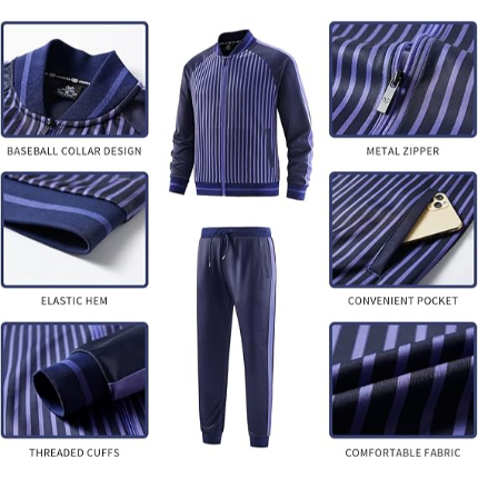 Men’s Retro Polyester Fleece Track Suit for Training & Style