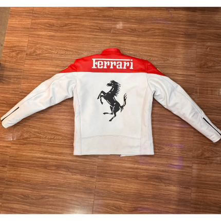 Ferrari-Style Racing Leather Jacket for Men – Premium Moto Design