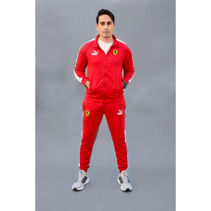 Ferrari Polyester Tracksuit – Full-Zip Jacket and Trousers with Clean Team Styling