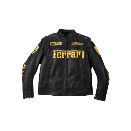 Ferrari Inspired Racing Leather Jacket for Men – Premium Moto Outerwear with Iconic Logos, Comfort Lining, and Durable Leather