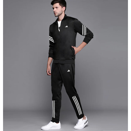 Men’s Polyester Fleece 3-Stripes Track Suit Set