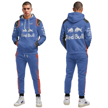 Red Bull Racing Tracksuit – Full-Zip Hoodie and Trousers Set with Printed Motorsport Graphics