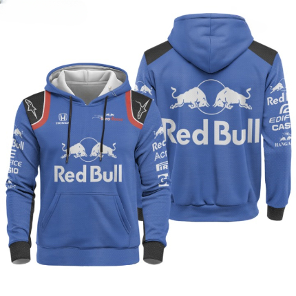 Red Bull Racing Tracksuit – Full-Zip Hoodie and Trousers Set with Printed Motorsport Graphics