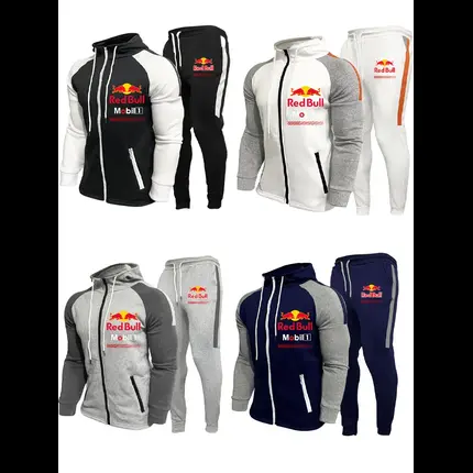 Red Bull Racing Two-Piece Tracksuit – Full-Zip Hoodie and Track Pants in Polyester Fleece