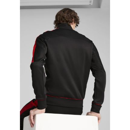 Ferrari Black Polyester Tracksuit with Full-Zip Jacket and Tapered Trousers
