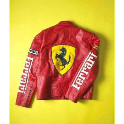 Ferrari Racing Leather Jacket Premium Motorsport Style Rider Outerwear with Bold Speed-Inspired Design