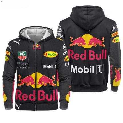 Red Bull Racing Tracksuit – Full-Zip Hoodie and Matching Trousers, Polyester Fleece, Motorsport Fan Apparel