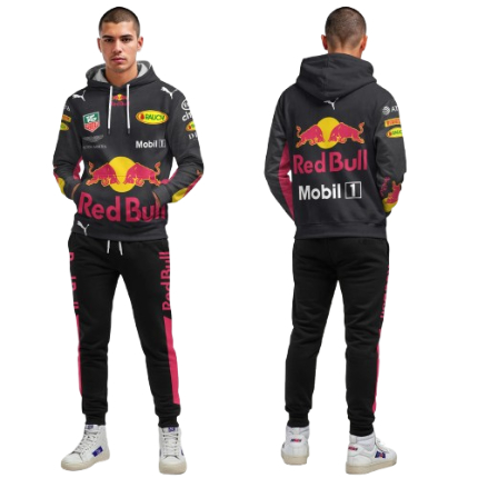 Red Bull Racing Tracksuit – Full-Zip Hoodie and Matching Trousers, Polyester Fleece, Motorsport Fan Apparel