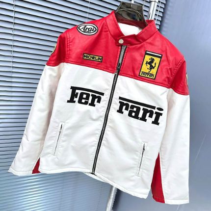 Ferrari-Style Racing Leather Jacket for Men – Premium Moto Design