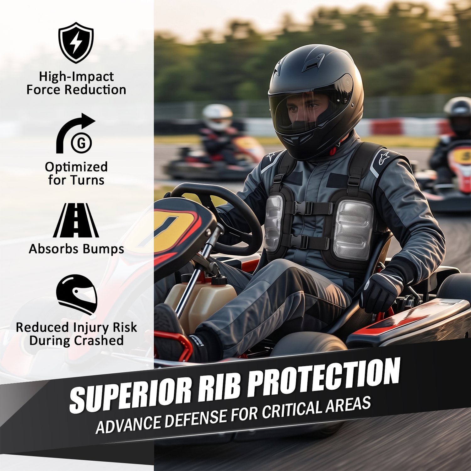 Go Kart Rib Protector for Adults & Youth – Adjustable Racing Chest Guard with Impact-Resistant Rib Protection - Image 3