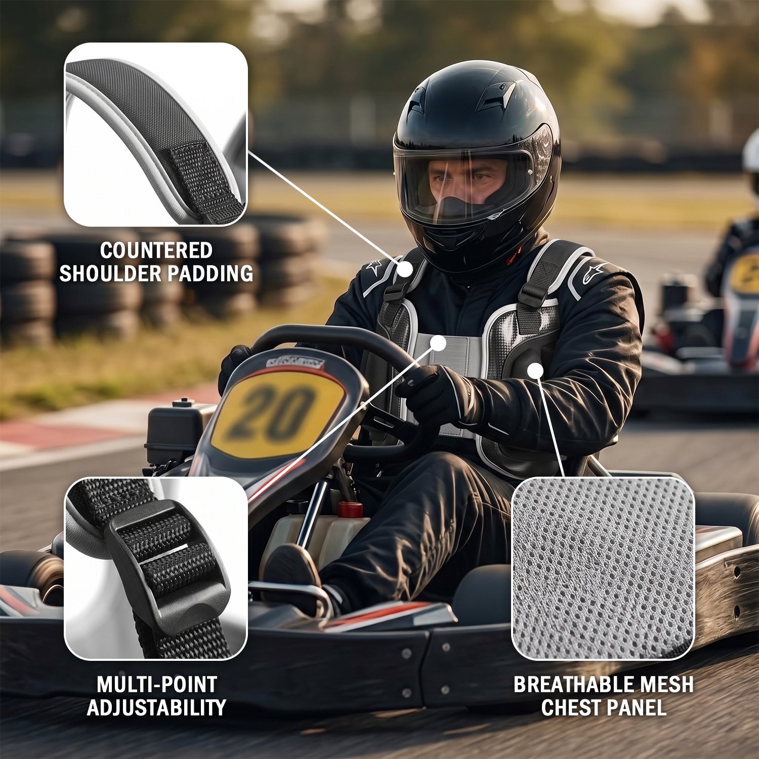 Go Kart Rib Protector for Adults & Youth – Adjustable Racing Chest Guard with Impact-Resistant Rib Protection - Image 5