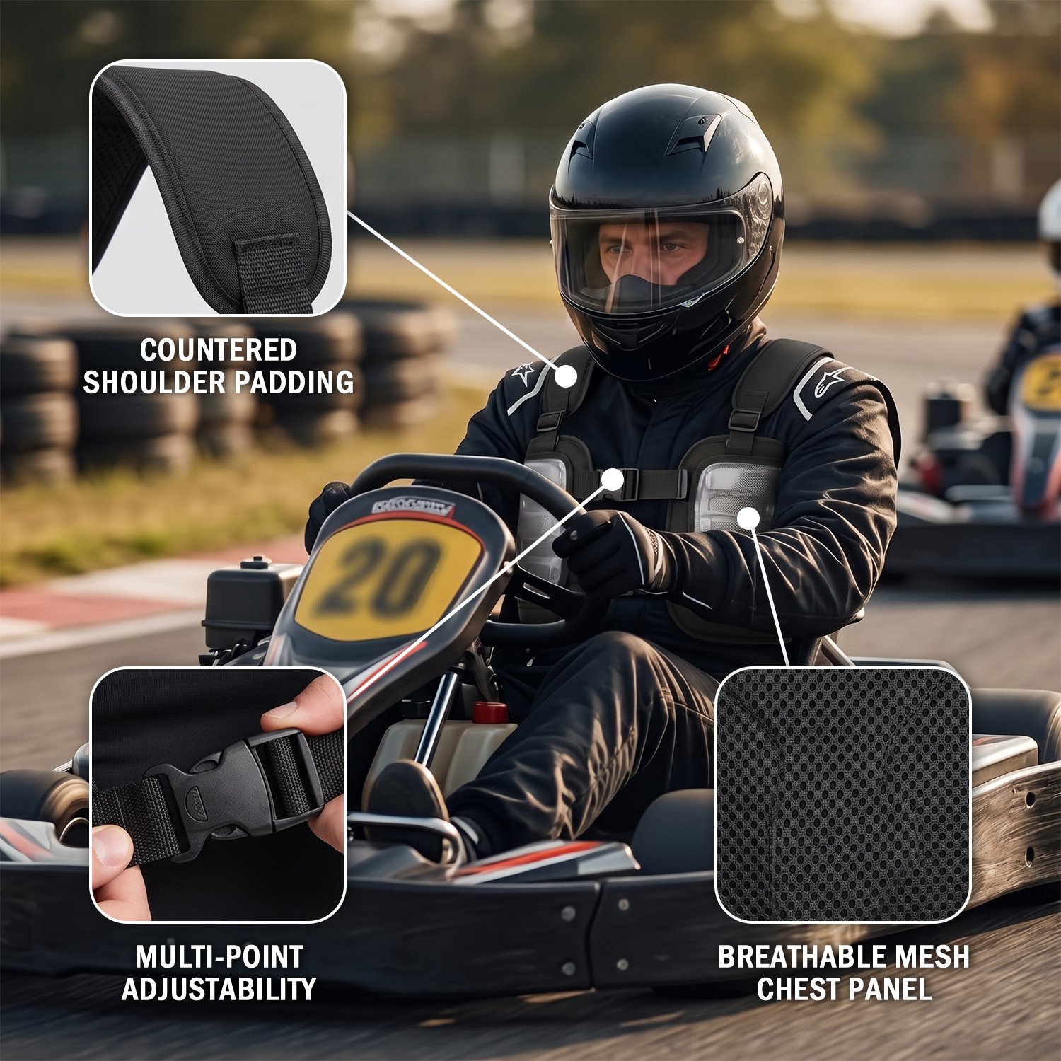 Go Kart Rib Protector for Adults & Youth – Adjustable Racing Chest Guard with Impact-Resistant Rib Protection - Image 5