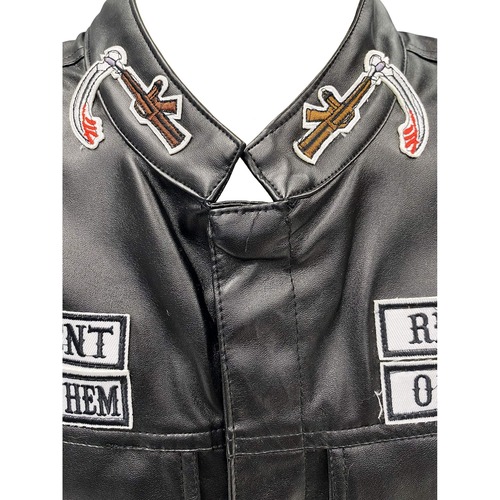 Sons of Anarchy Leather Vest – Genuine Cowhide Motorcycle Club Vest with Patches & Snap Zipper Closure Sons of Anarchy Leather Vest – Genuine Cowhide Motorcycle Club Vest with Patches & Snap Zipper Closure
