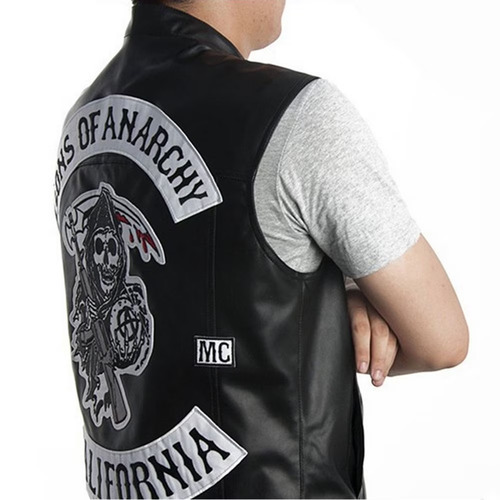 Sons of Anarchy Leather Vest – Genuine Cowhide Motorcycle Club Vest with Patches & Snap Zipper Closure Sons of Anarchy Leather Vest – Genuine Cowhide Motorcycle Club Vest with Patches & Snap Zipper Closure