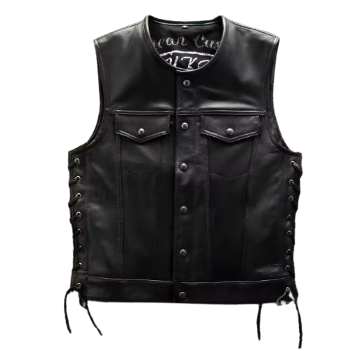 Sons of Anarchy Leather Vest – Cowhide Motorcycle Club Vest with Patches
