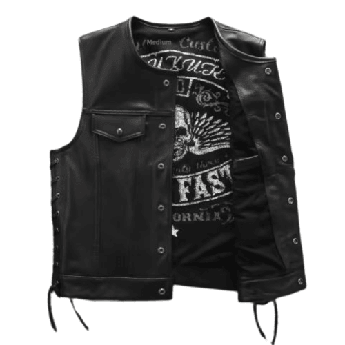 Sons of Anarchy Leather Vest – Cowhide Motorcycle Club Vest with Patches