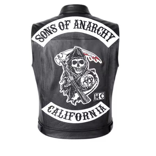 Sons of Anarchy Leather Vest – Cowhide Motorcycle Club Vest with Patches Sons of Anarchy Leather Vest – Cowhide Motorcycle Club Vest with Patches