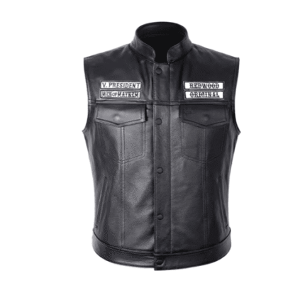 Sons of Anarchy Leather Vest – Cowhide Motorcycle Club Vest with Patches