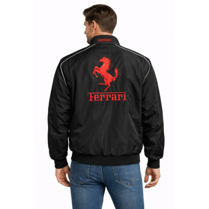 Vintage F1 Racing Jacket Motorsport Bomber Windbreaker with Embroidered Sponsor Style Patches Relaxed Fit Jacket