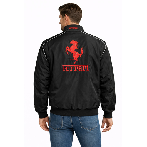 Vintage F1 Racing Jacket Motorsport Bomber Windbreaker with Embroidered Sponsor Style Patches Relaxed Fit Jacket