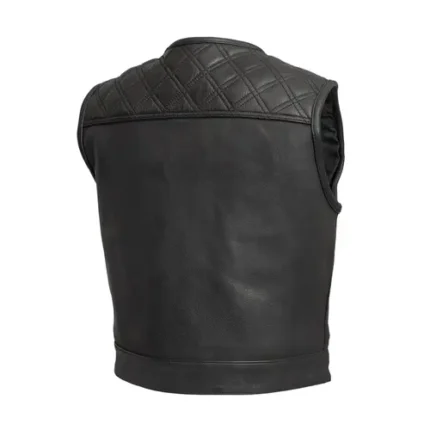 Men’s Club Style Leather Motorcycle Vest Cowhide Pockets Vest