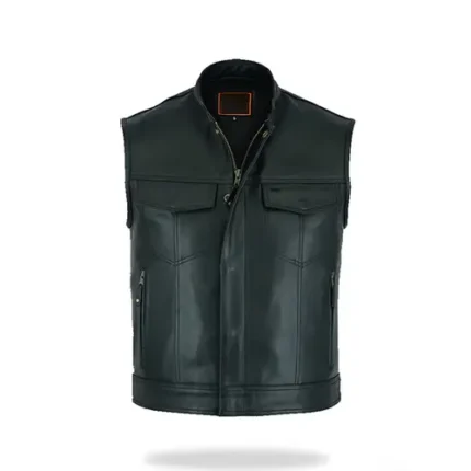 Leather Biker Vest | Club Style Concealed Carry Cowhide