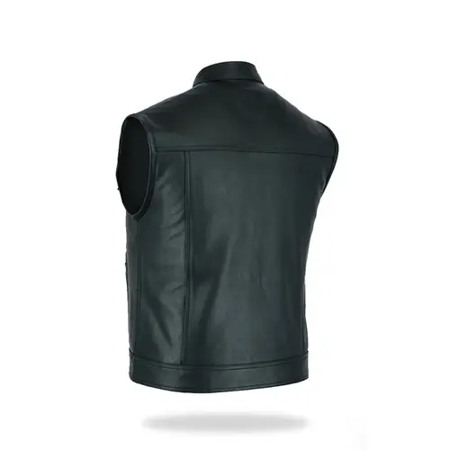 Leather Biker Vest | Club Style Concealed Carry Cowhide