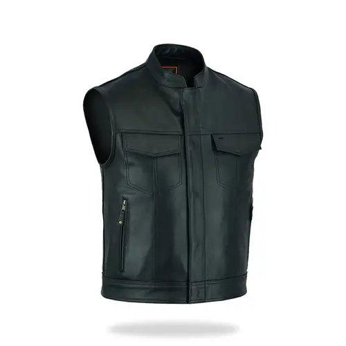 Leather Biker Vest | Club Style Concealed Carry Cowhide
