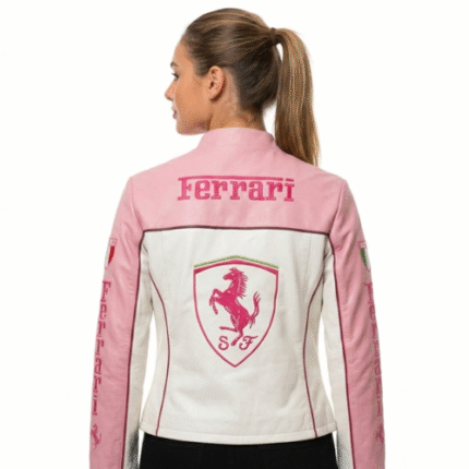 Create image women wear on pure white background with high resoulation half body and see full face no changing in jacket