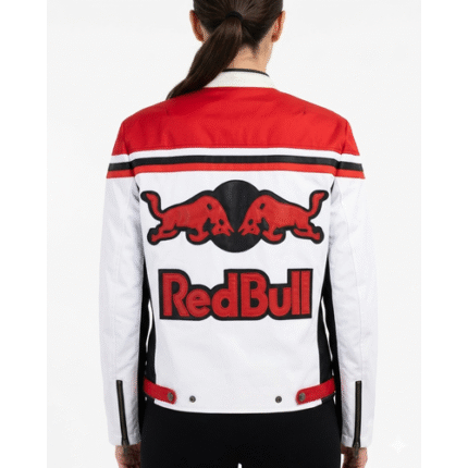 Red Bull Racing Motorcycle Jacket Cowhide Leather Biker Jacket