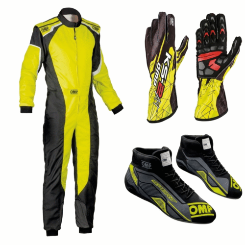 OMP Go Kart Racing Suit Complete Kit Digital Printed Level 2 Kart Suit Shoes & Gloves