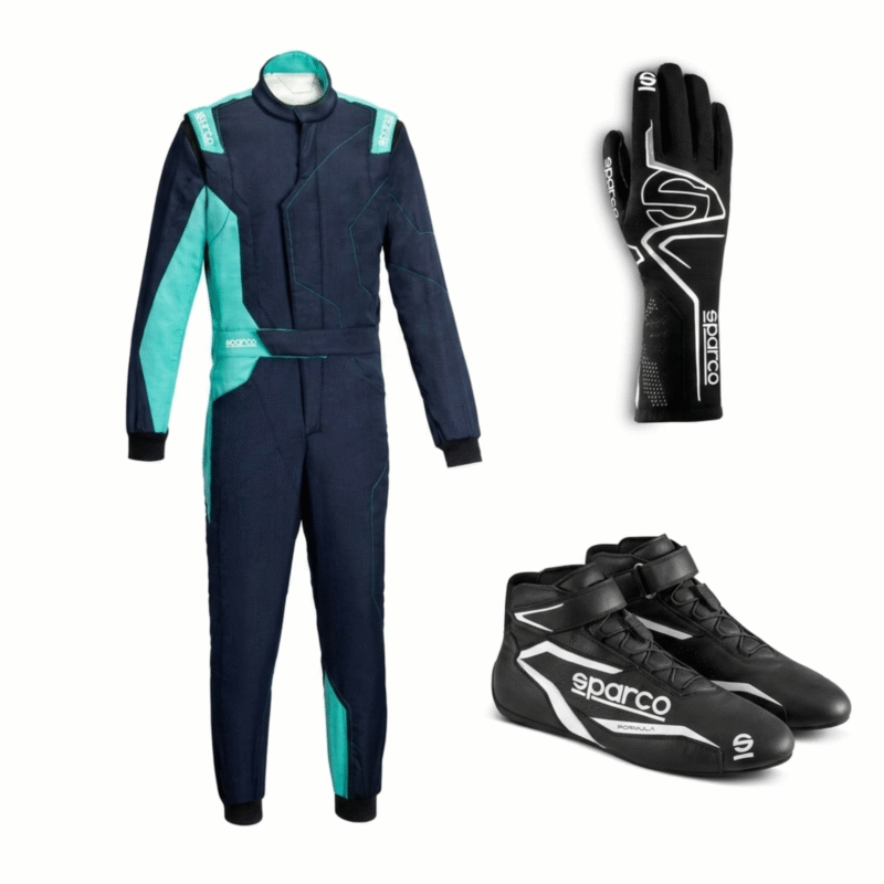 Sparco Sprint Advanced ASY Race Suit Bundle - Track Shoes & Gloves